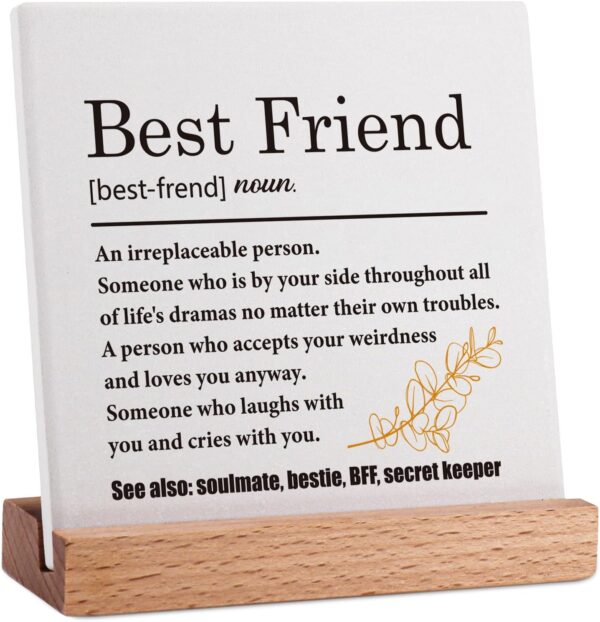 Best Friend Definition Gifts for Women Friend, Birthday Gifts for Best Friend, Friendship Gifts for Women Friends, Thank You Gifts for Women, Desk Decorative Plaque Sign for BFF Bestie - Image 2