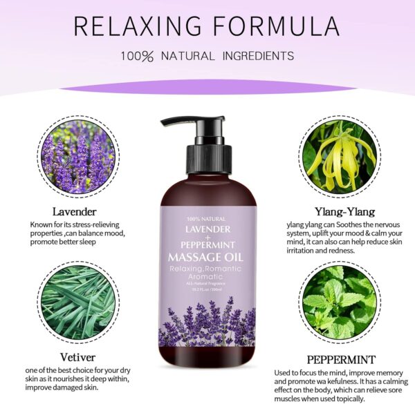 Lavender Massage Oil for Relaxing Muscles Massage Oil for Massage Body Oil for Skin Moisturizing for Men and Women - Image 3