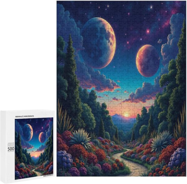 500 Piece Puzzles Garden Under Swirling Galaxy Sky Brain Teaser for Adults,Educational Developmental Toys & Games,Building Kit Activities to Encourage Creative Play Christmas - Image 2