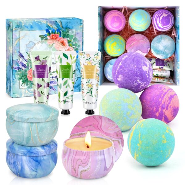 Gifts for Women, 10PCS Gift Set with Home Scented Candles, Hand Creams, Bath Bombs Self Care Spa Gift Basket for Women, Mom, Her, Friends, Sister for Birthday Thanksgiving Christmas - Image 2