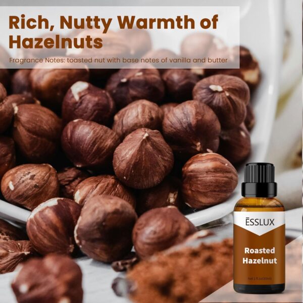 Roasted Hazelnut Fragrance Oil, ESSLUX Premium Aromatherapy Essential Scented Oils for Home for Diffuser, Massage, Soap, Candle Making Scents, Perfume, Humidifier, 30 ml - Image 3