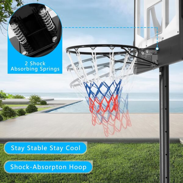 Runnix Portable Basketball Hoop 4.8-6.9FT/4.4-10FT Height Adjustable wit Basketball Goal System PET Impact Backboard and Portable Wheels for Kids and Adults Indoor Outdoor Play - Image 7