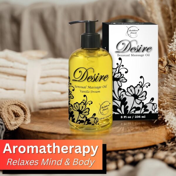 Desire Sensual Massage Oil - Best Massage Oil for Couples Massage – All Natural - Contains Sweet Almond, Grapeseed & Jojoba Oil for Smooth Skin 8oz - Image 7