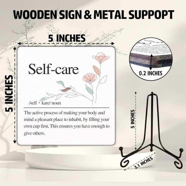 Funny Spa Decor, Self-care Sign with Stand, Cute Desk Decor, Inspirational Gifts for Women Men, Family Friends Colleagues, Funny Wooden Signs for Office Desk Accessories-C06 - Image 3