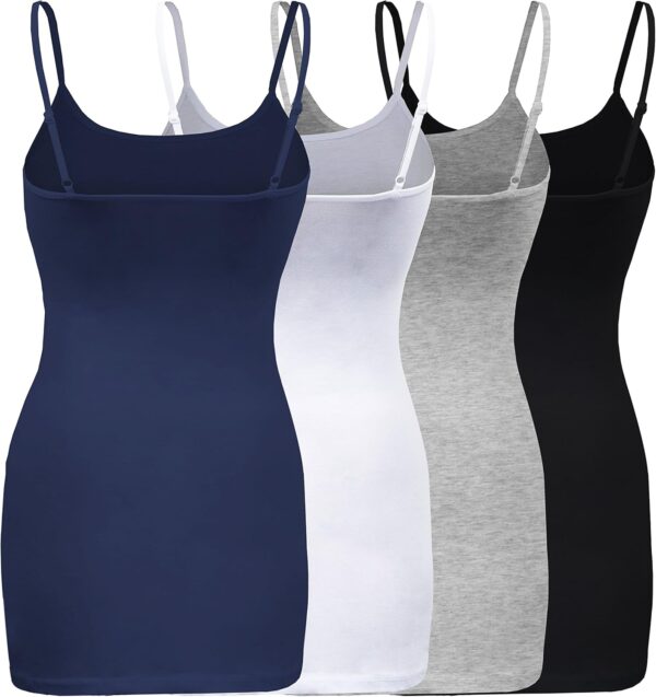 ShezPretty 4 Pack - Women's Basic Cami with Adjustable Spaghetti Straps Tank Top - Image 3