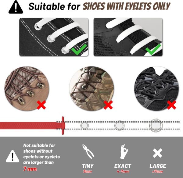 HOMAR No Tie Shoelaces for Kids and Adults Stretch Silicone Elastic No Tie Shoe Laces - Image 6