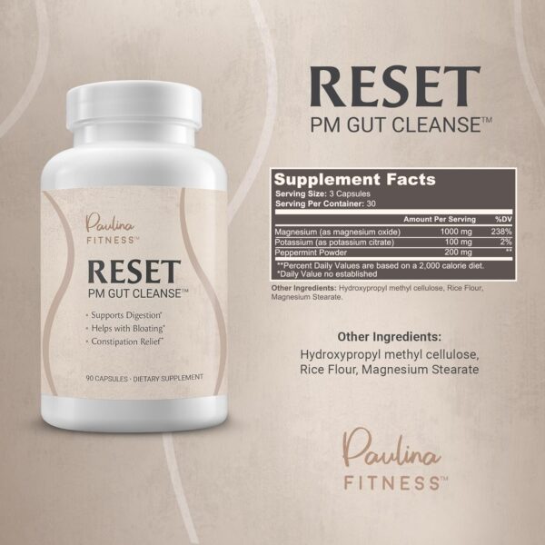 Paulina FITNESS Reset Overnight Digestive Aid, Bloating Relief, & Gut Health Supplement | Natural Detox & Digestive Cleanse to Support Weight Management and Relieve Constipation | 90 Capsules - Image 3