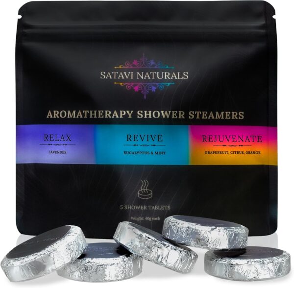 Aromatherapy Shower Steamers (40g Tablets - 5 Pack) Relax, Revive, & Rejuvenate - Vapor Tabs for Self-Care, Aromatic Shower Bath Bombs, Natural Essential Oils for Women & Men - Image 2