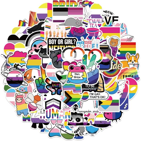 100PCs LGBT Stickers, LGBTQ Rainbow Love Vinyl Stickers and Decals, Transman Laptop Water Bottle for Hydro Flask, Car,Planner,Skateboard, Kids, Toddlers, Adults, Holiday Gifts Stickers[LGBT] - Image 2