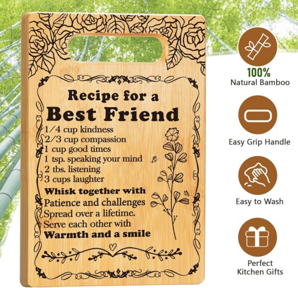 Best Friend Birthday Gifts for Women, Best Friendship Gifts for Women, Christmas Gifts for Best Friends Female BFF Bestie Sister, Inspirational Xmas Friendsgiving Gifts for Friend Cutting Board - Image 4