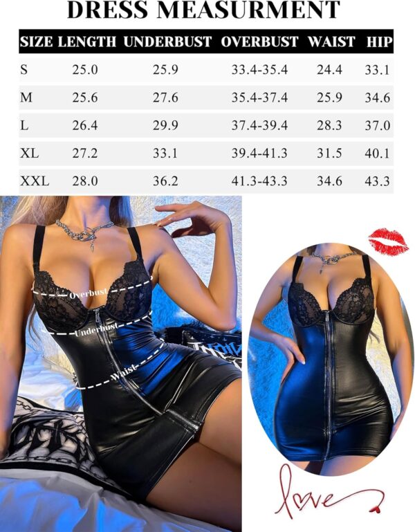 Genhoo Women's Babydoll Lingerie Sexy V Neck Leather Chemise Push Up with Underwired Sleepwear Mini Teddy Dress - Image 7