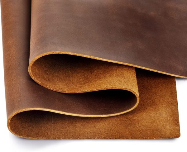 Tooling Leather Square 1.8-2.0MM Thick Genuine Top Full Grain Oil Tan Crazy Horse Cowhide Leather Sheets for Crafts Tooling Sewing Wallet Earring Hobby (Dark Brown, 8"x12") - Image 4