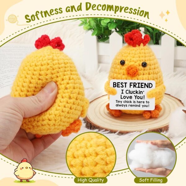 Funny Best Friend Christmas Chicken Gifts for Women Bestie BFF Friends Birthday Handmade Crochet Animals Chick Cute Stuff Gifts for Sister Friendship Xmas Stocking Stuffer Gift I Love You Best Friend - Image 10