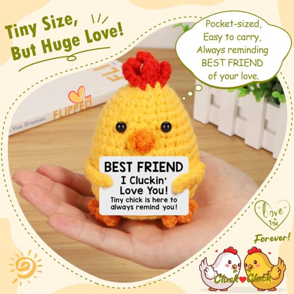 Funny Best Friend Christmas Chicken Gifts for Women Bestie BFF Friends Birthday Handmade Crochet Animals Chick Cute Stuff Gifts for Sister Friendship Xmas Stocking Stuffer Gift I Love You Best Friend - Image 4