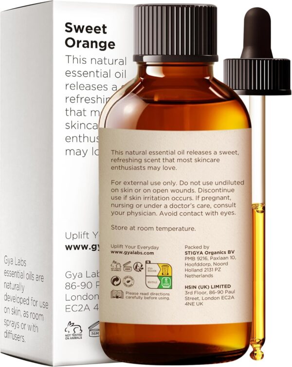 Gya Labs Sweet Orange Essential Oil for Diffuser & Skin - Huge 4 Fl Oz - 100% Pure Natural Orange Oil for Massage, Scented Air Freshener, Car Freshener Tablets - Sweet Orange Oils with Scented Card - Image 3