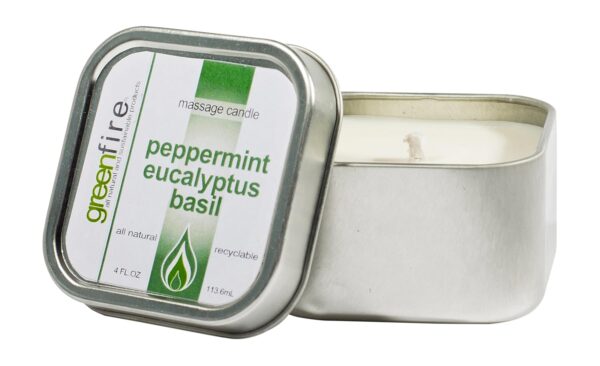 Greenfire Peppermint Eucalyptus Basil All Natural Massage Oil Candle, fragranced with essential oils (size: 4 fluid ounce) - Image 4