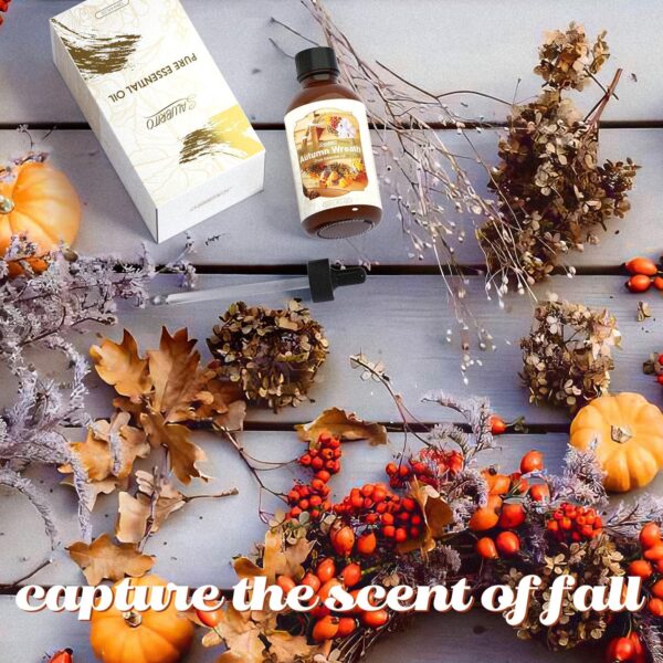 SALUBRITO Fall Essential Oil 4 Fl.Oz (120ml) - Autumn Wreaths Fragrance Oil, Strong Scented Autumn Scented Oil for Diffuser, Candle, Soap Making, Massage, Pine Needle Oil, Patchouli Oil - Image 7