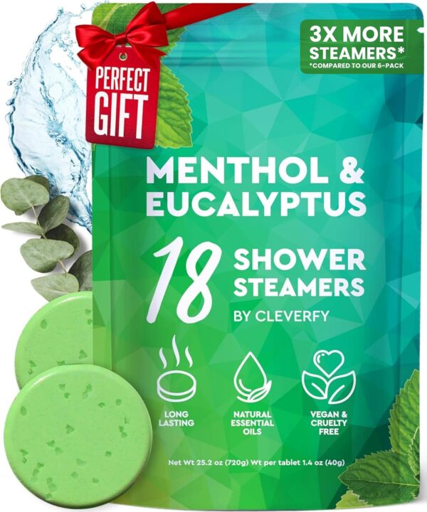 Cleverfy Shower Steamers Aromatherapy 18 Pack - Eucalyptus & Mint Shower Bombs with Natural Essential Oils - Relieve Sinus Congestion, Relaxation & Refresh - Self Care Gifts for Women & Men - Image 2