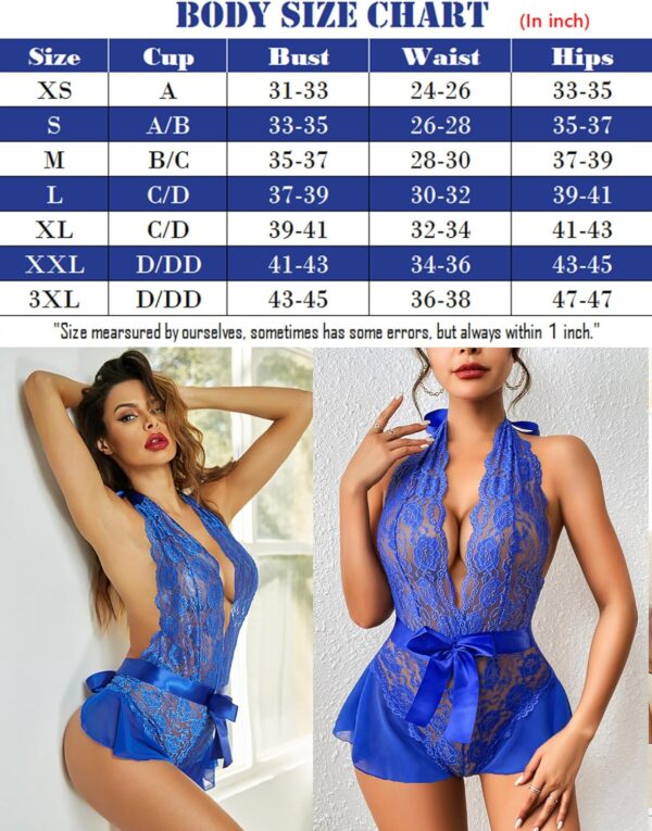 Avidlove Lingerie for Women Lace Teddy Bodysuit Halter V Neck One Piece Lingerie Nightgown XS-XXXL - Image 6