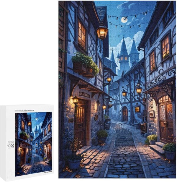 1000 Piece Puzzles A Medieval Alleyway at Dusk Brain Teaser for Adults,Educational Developmental Toys & Games,Building Kit Activities to Encourage Creative Play Christmas - Image 2