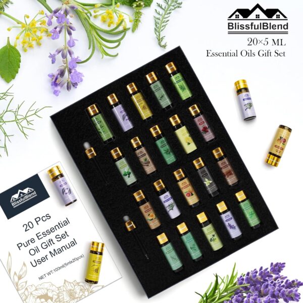 Pure Essential Oil Set 20 Pcs, For Oil Diffuser, Candle Making, Home Apartment, Skin Care, Aromatherapy Diffuser-Tea Tree, Lavender, Lemon, Peppemint, Eucalyptus, Cinnamon, Rose, Sandalwood, Patchouli - Image 6