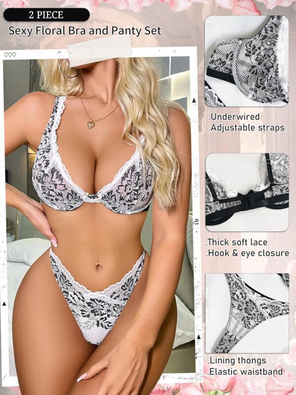 Dlsave Sexy Lingerie for Women Lace V Neck Push Up Lingerie Sets - Image 4