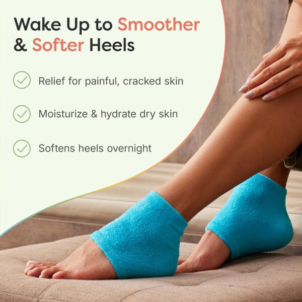 ZenToes Moisturizing Fuzzy Sleep Socks with Vitamin E, Olive Oil and Jojoba Seed Oil to Soften and Hydrate Dry Cracked Heels (Regular, Blue) - Image 6