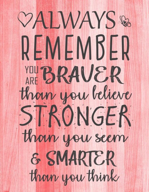 Always Remember You are Braver than you believe - Stronger than you seem & Smarter thank you think: Inspirational Journal - Notebook to Write In for ... Journals - Notebooks for Women & Girls) - Image 2