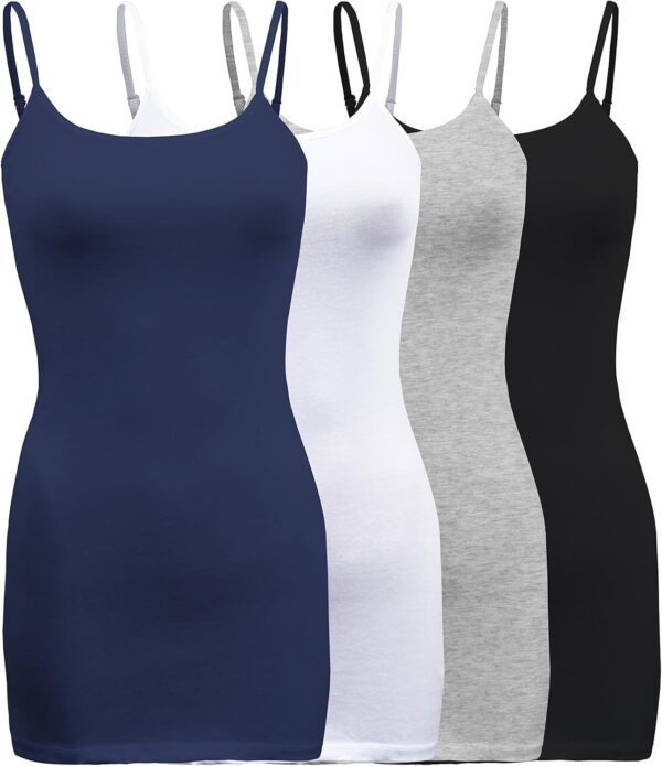 ShezPretty 4 Pack - Women's Basic Cami with Adjustable Spaghetti Straps Tank Top - Image 2