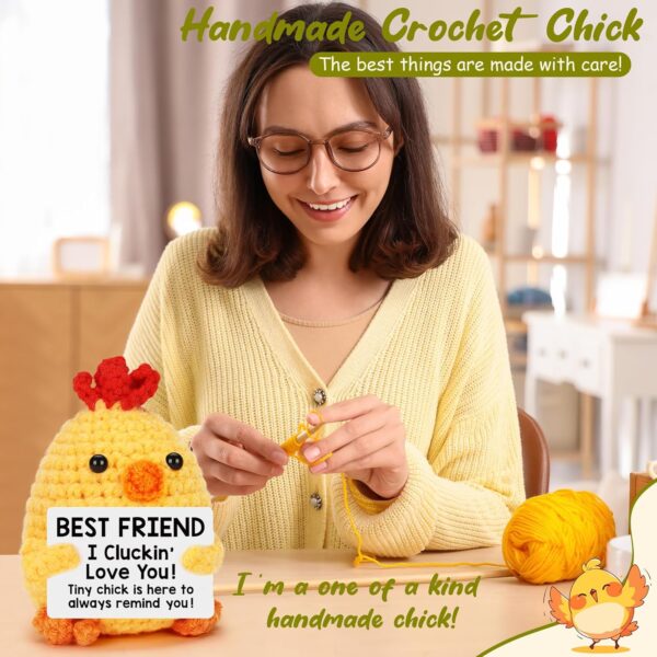 Funny Best Friend Christmas Chicken Gifts for Women Bestie BFF Friends Birthday Handmade Crochet Animals Chick Cute Stuff Gifts for Sister Friendship Xmas Stocking Stuffer Gift I Love You Best Friend - Image 3