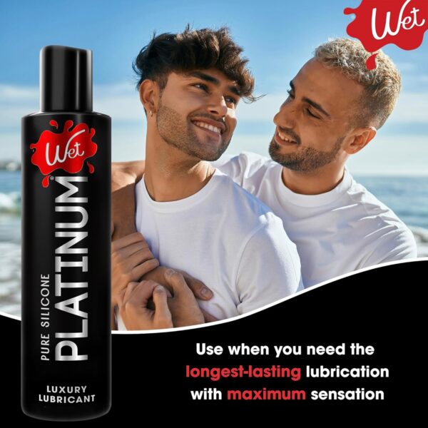 Wet Platinum Silicone-Based Lube for Men, Women & Couples, 3 Fl Oz (2-Pack) - Long-Lasting & Water-Resistant Premium Personal Lubricant - Safe to Use with Latex Condoms - Non-Sticky & Hypoallergenic - Image 6