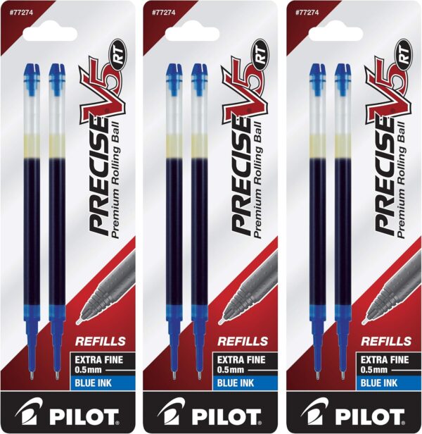 PILOT, Precise V5 RT Liquid Ink Refills, Extra Fine Point 0.5 mm, Blue, Pack of 6 - Image 2