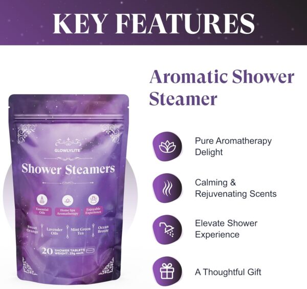 Shower Steamers Aromatherapy - 20 Packs Shower Bombs Essential Oils for Home Spa Bath, Self Care, Stress Relief (Purple) - Image 4