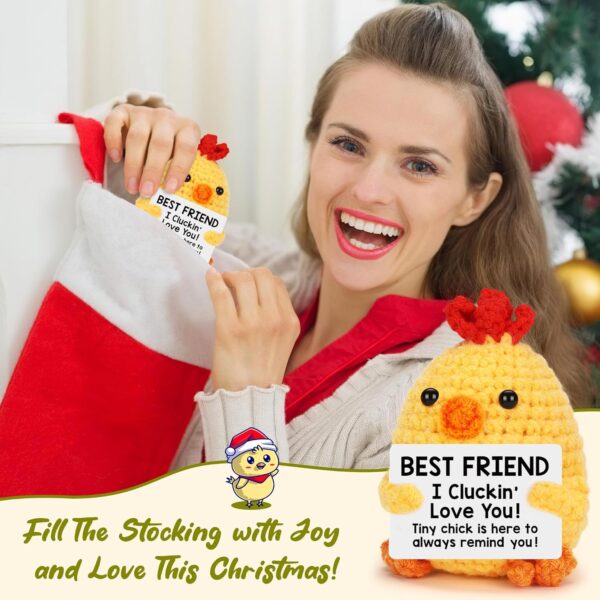 Funny Best Friend Christmas Chicken Gifts for Women Bestie BFF Friends Birthday Handmade Crochet Animals Chick Cute Stuff Gifts for Sister Friendship Xmas Stocking Stuffer Gift I Love You Best Friend - Image 7