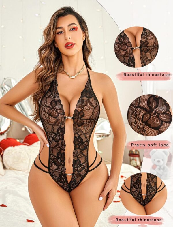 Avidlove Women One Piece Lingerie Sexy Lace Bodysuit Deep V Teddy Babydoll Nightgown XS-XXL - Image 3