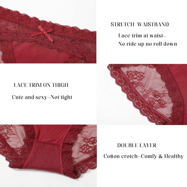 LEVAO Women Lace Underwear Sexy Breathable Hipster Panties Stretch Seamless Bikini Briefs Multipack - Image 4