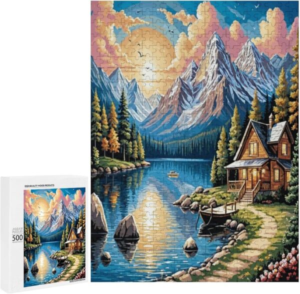 500 Piece Jigsaw Puzzle Rural Landscape Brain Teaser for Adults,Educational Developmental Toys & Games,Building Kit Activities to Encourage Creative Play Christmas - Image 2