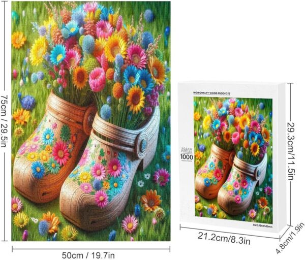 1000 Piece Jigsaw Puzzle Shoes Flowers Brain Teaser for Adults,Educational Developmental Toys & Games,Building Kit Activities to Encourage Creative Play Christmas - Image 3