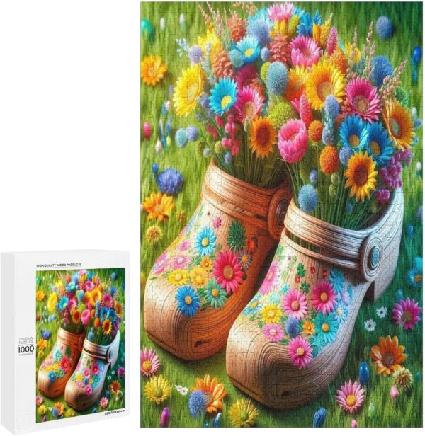 1000 Piece Jigsaw Puzzle Shoes Flowers Brain Teaser for Adults,Educational Developmental Toys & Games,Building Kit Activities to Encourage Creative Play Christmas - Image 2