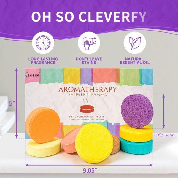 Shower Steamers Aromatherapy Gifts Set Pack of 8 Shower Bath Bombs Tablets with Essential Oils for Home SPA, Self Care Relaxation Birthday Christmas Gift for Women and Men Who Have Everything… - Image 9