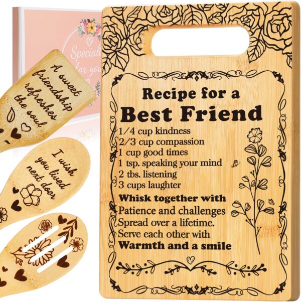 Best Friend Birthday Gifts for Women, Best Friendship Gifts for Women, Christmas Gifts for Best Friends Female BFF Bestie Sister, Inspirational Xmas Friendsgiving Gifts for Friend Cutting Board - Image 2