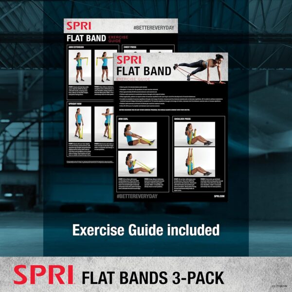 SPRI Flat Bands 3-Pack - Resistance Band Kit Set with 3 Levels of Resistance - Exercise Bands for Strength Training, Flexibility, & Body Workout - Versatile Fitness Tool - Light, Medium, and Heavy - Image 7