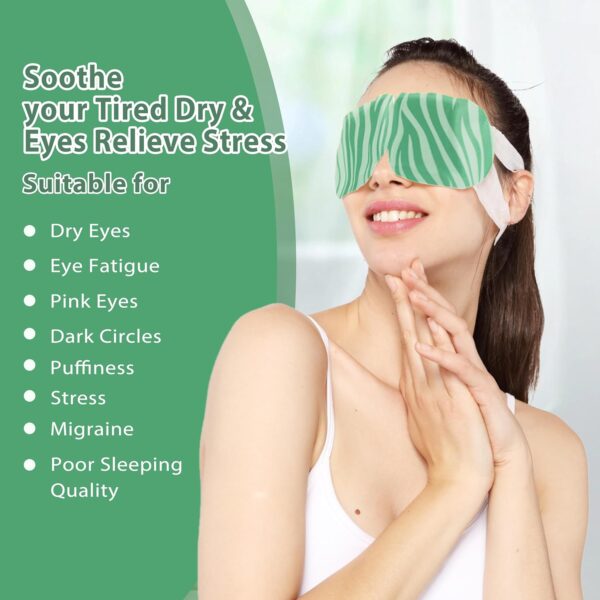 20 Packs Steam Eye Mask Self Heating Moist Eye Compress Disposable SPA Warm Eye Mask for Dry Eyes, Eye Fatigue, Stress Relief, Soothing Headache Travel Trouble Sleeping (Unscented) - Image 7