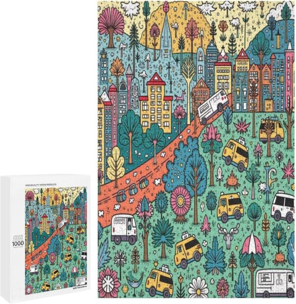 1000 Piece Puzzles City with Various Building Brain Teaser for Adults,Educational Developmental Toys & Games,Building Kit Activities to Encourage Creative Play Christmas - Image 2