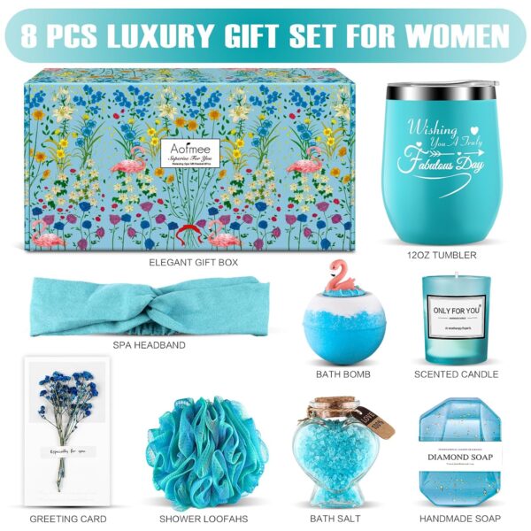 Birthday Gifts for Women, Spa Gift Baskets for Women Mom Her Wife Best Friends Girlfriend Teen Girls Sister Teacher Nurse, Unique Blue Self Care Relaxing Gifts for Christmas Valentines Mothers Day - Image 3