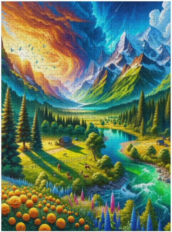 500 Piece Puzzles Landscape Forest Mountains River Lake & Flowers Brain Teaser for Adults,Educational Developmental Toys & Games,Building Kit Activities to Encourage Creative Play Christmas - Image 4