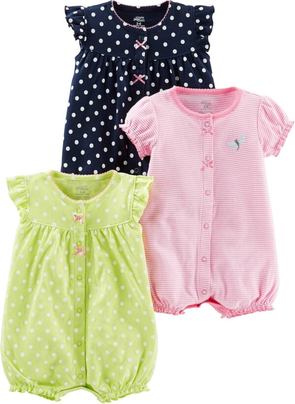 Simple Joys by Carter's baby-girls 3-pack Snap-up Rompers - Image 2