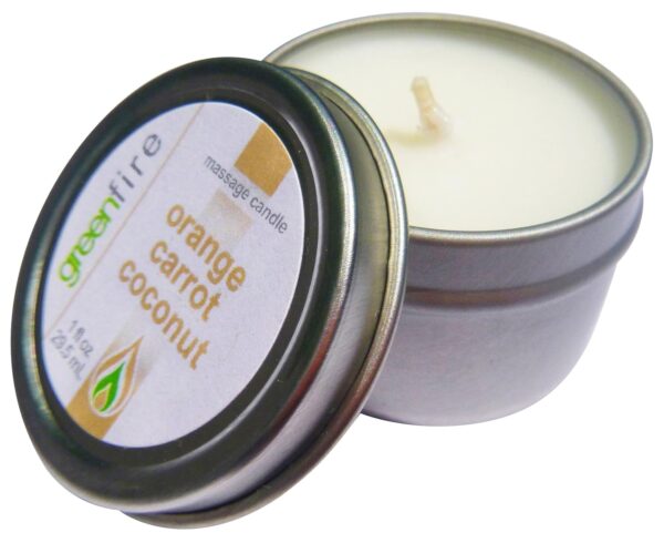 Greenfire All Natural Massage Oil Candles, Orange Carrot Coconut and Rosewood Chamomile Ylang Ylang Blends, Travel Size 1 Fluid Ounce, Set of 2 - Image 5