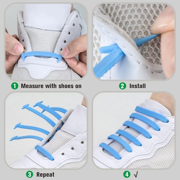 INMAKER No Tie Shoe Laces for Adults and Kids, Elastic Shoelaces for Sneakers, Rubber Silicone Tieless Laces - Image 5