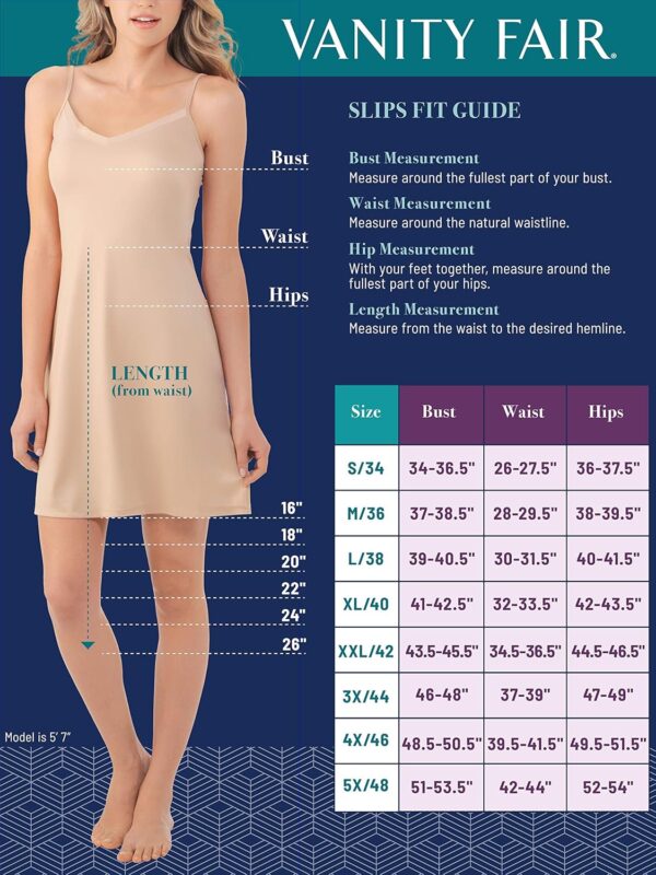 Vanity Fair Women's Full Slip, V Shaped Neckline with Lace Trim Detail - Image 6